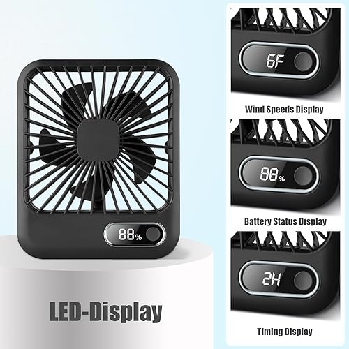 Miniatura 3 de Ventilador recargable USB con batería de 4000 mAh, ventilador de escritorio portátil de 6.5 pulgadas, ventilador personal plegable de 180, 6
