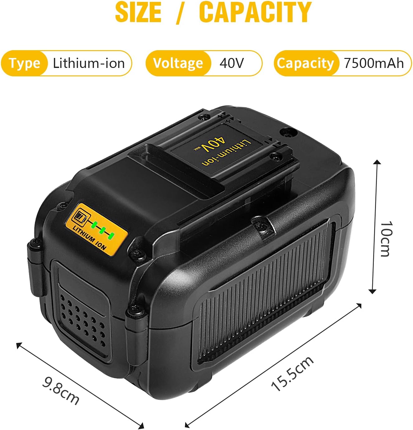 40V 7500mAh Replacement Battery DCB404 DCB406 DCB407 DCB114, Lithium Ion Premium Battery Compatible with Dewalt All 40V MAX Tools