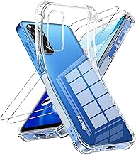 Case for Xiaomi Redmi Note 11/Note 11S 4G with 2 Pieces Tempered Glass, Ultra Thin Transparent Soft TPU Silicone Case Protection Shockproof Bumper Cover for Xiaomi Redmi Note 11 4G 6.43 Inch