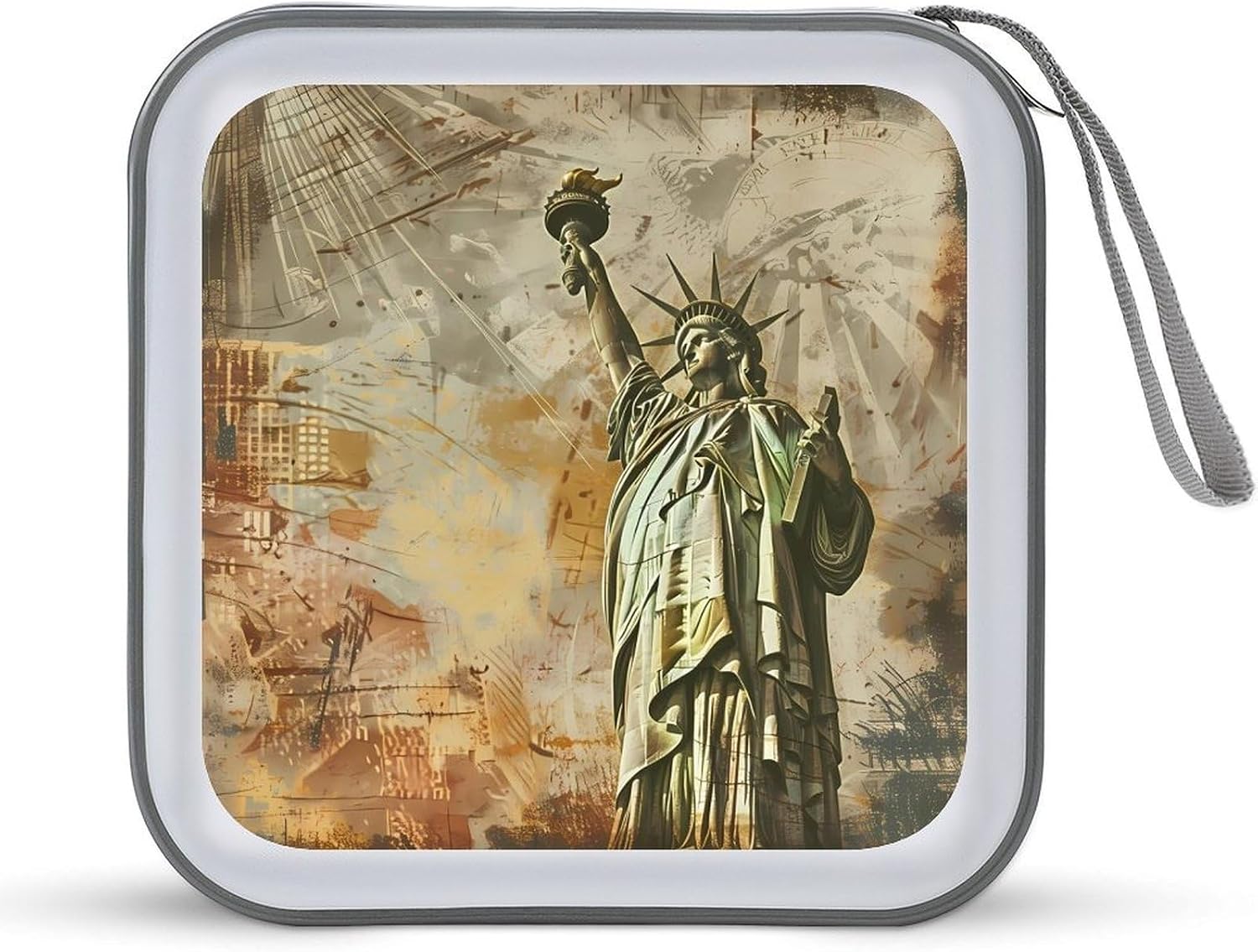 Vintage New York Statue of Liberty1 Funny CD Cases Holder DVD Disc Portable Storage Binder Bag 40-Capacity
