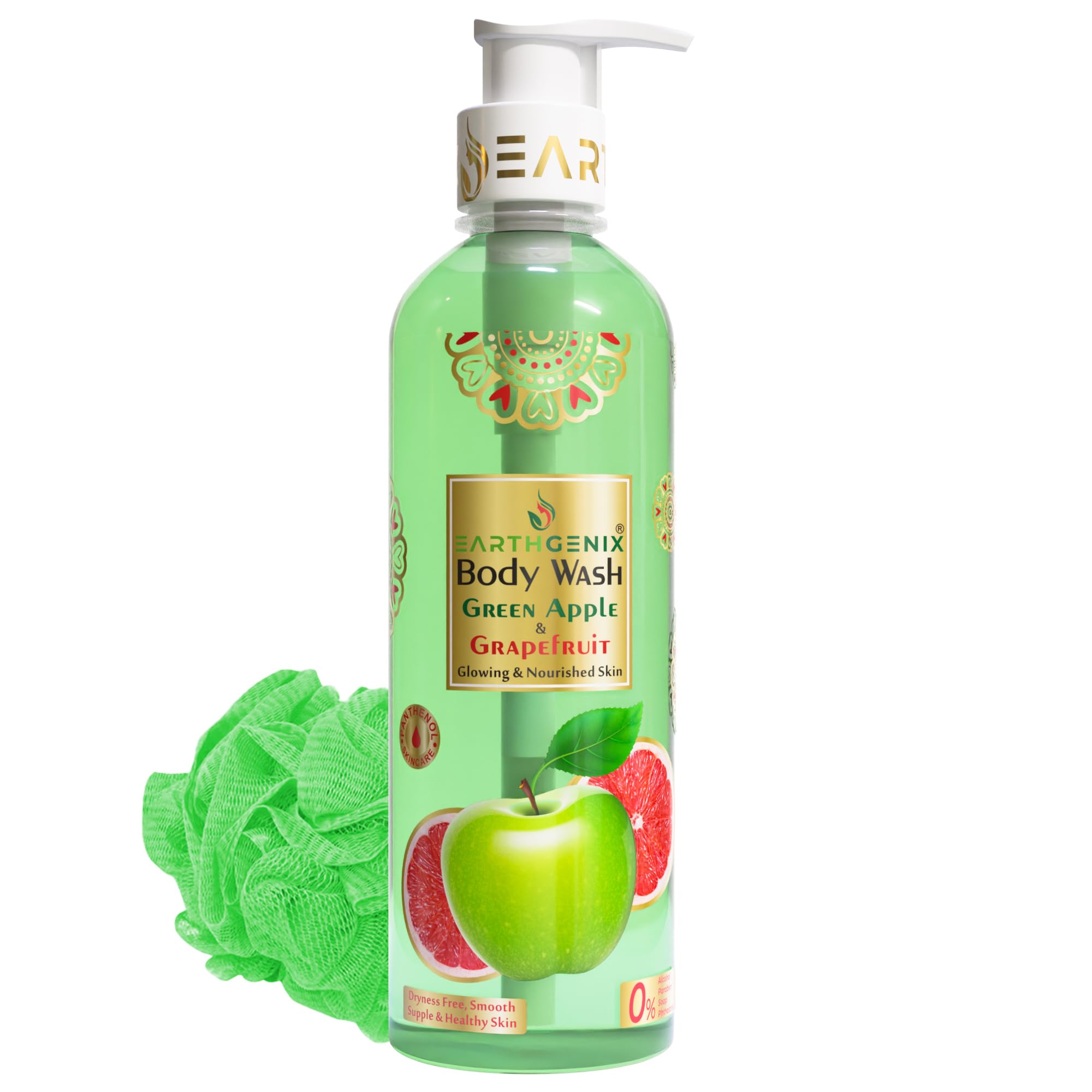 Body Wash Green Apple & GrapeFruit 300ml, (Loofah Free), For Glowing & Nourished Skin, All Skin Type, For Men And Women