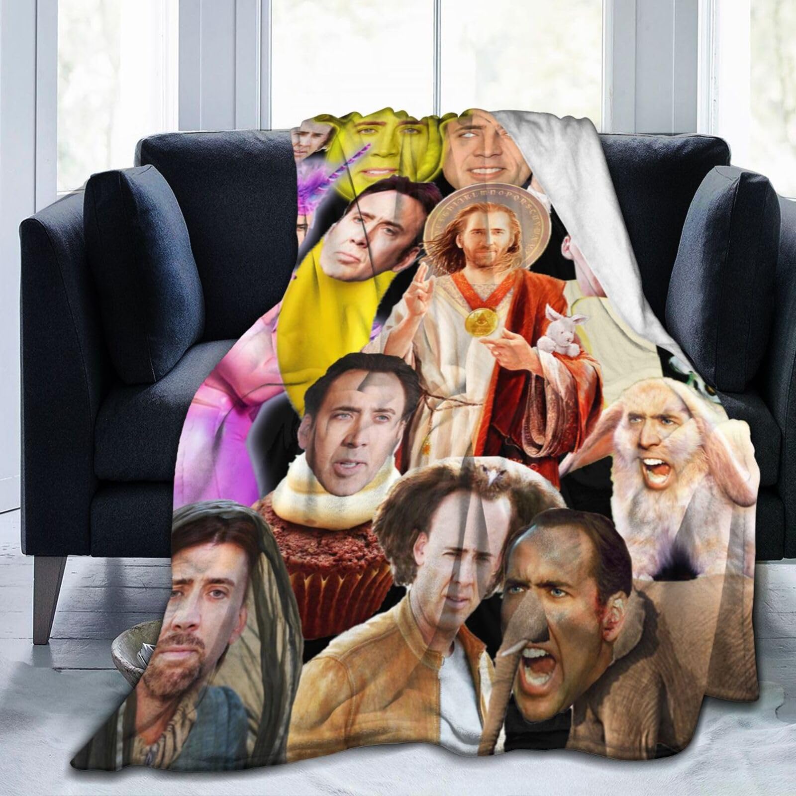 Blanket Nicolas Cage Soft and Comfortable Wool Fleece Throw Blankets for Sofa Office car Camping Yoga Travel Home Decoration Cozy Plush Beach Blanket Gift