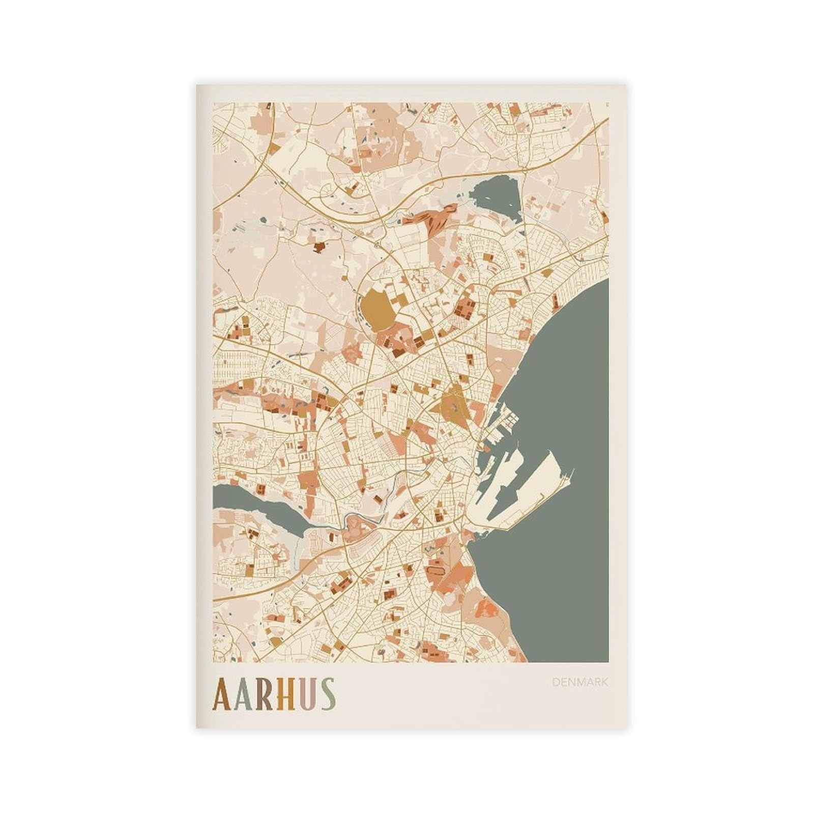 HEYANM Aarhus Map Poster Aarhus Print Poster Wall Art Denmark Travel Gift Boho Decor Canvas Poster Wall Art Paintings for Living Room Bedroom Decoration Unframe 20x30inch