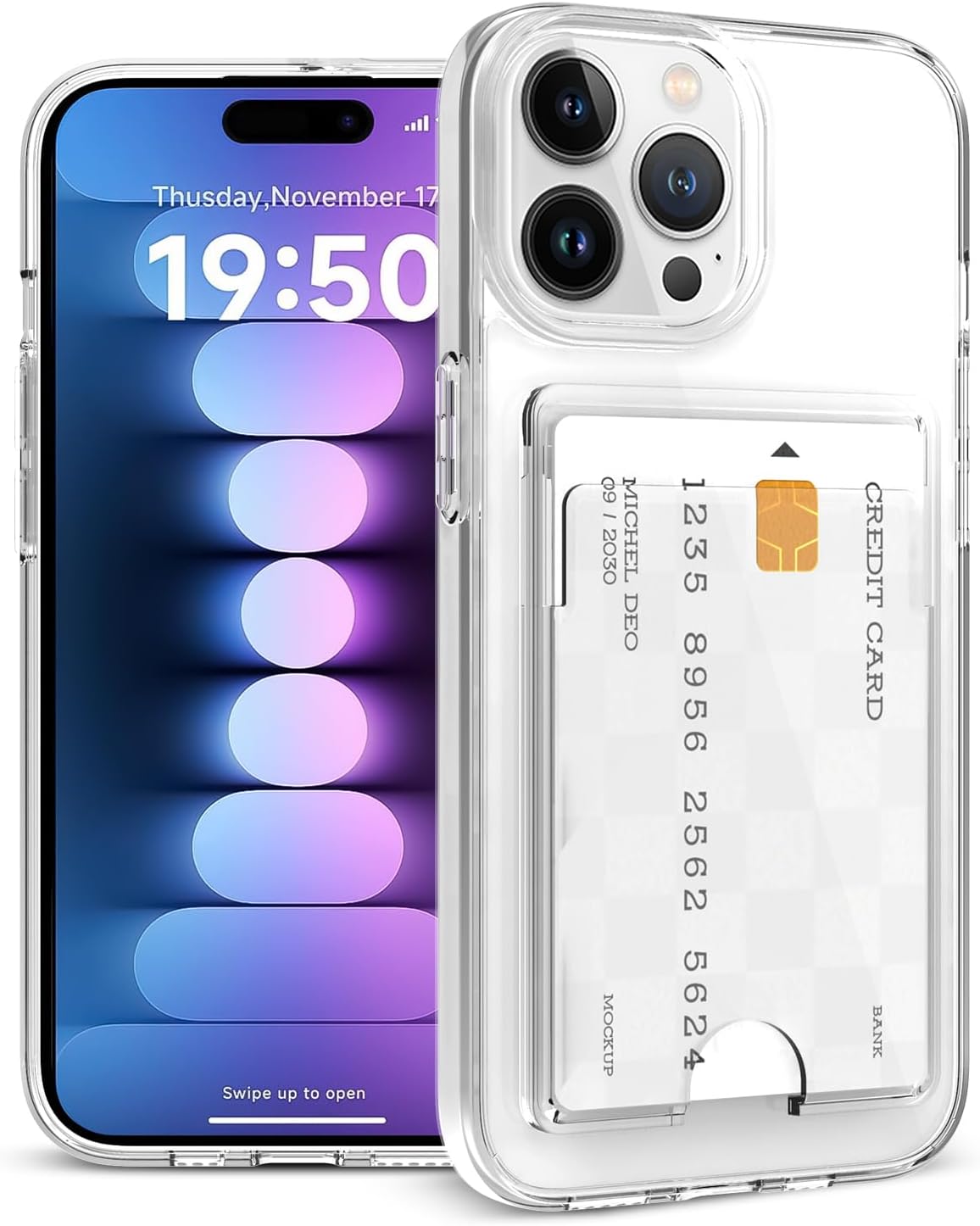 Gukalong Wallet Case for iPhone 15 Pro Max Heavy Duty Protection Anti-Yellowing Clear Case with Credit Card Holder ID Card Slot Shockproof Anti-Scratch Phone Cover for iPhone 15 Pro Max 6.7 Inch