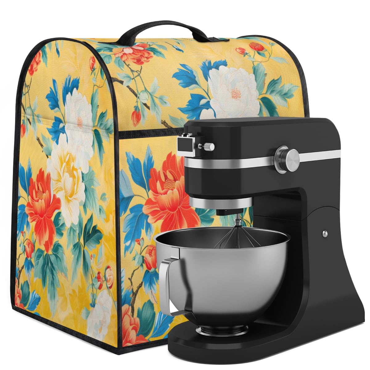 Coffee Maker Cover Vintage Peony Flower Kitchen Appliance Covers Small Appliance Covers Blender Cover Juicer Cover Dust Covers for Kitchen Appliances with Top Handle and Pockets,Washable,B991