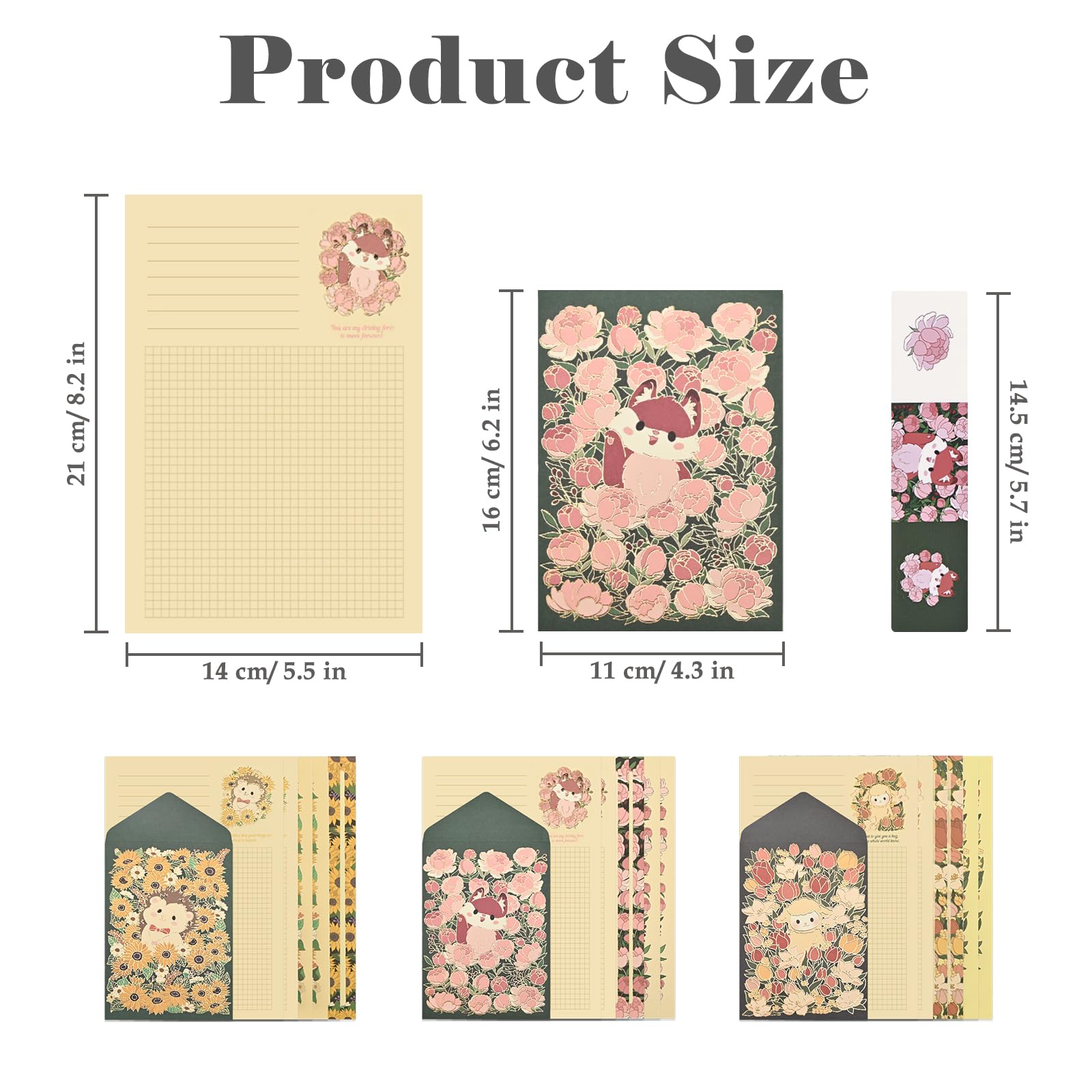 BAYTORY 36Pcs Stationery Paper and Envelopes Set, Cute Animal Patterns Envelope, Love Letter Papers Letter Writing Kit - Image 2