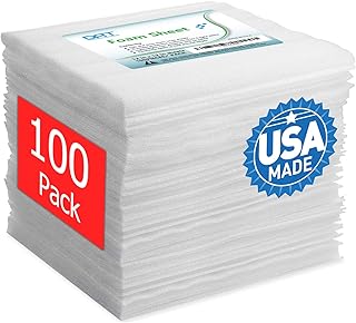100 Pack Foam Sheets, DAT 12" x 12", 1/16" Thickness, Foam Wrap Cushioning Material, Moving Supplies for Packing Storage a...