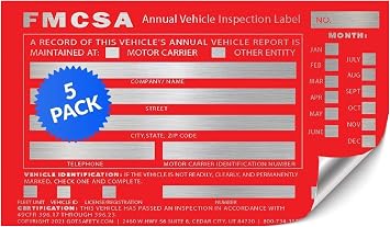 GOTSAFETY Exterior Annual Inspection Label - FMCSA Annual Inspection Sticker - Permanent Self Adhesive 6" x 3.5" - DOT Compliant - Red 5 Pack