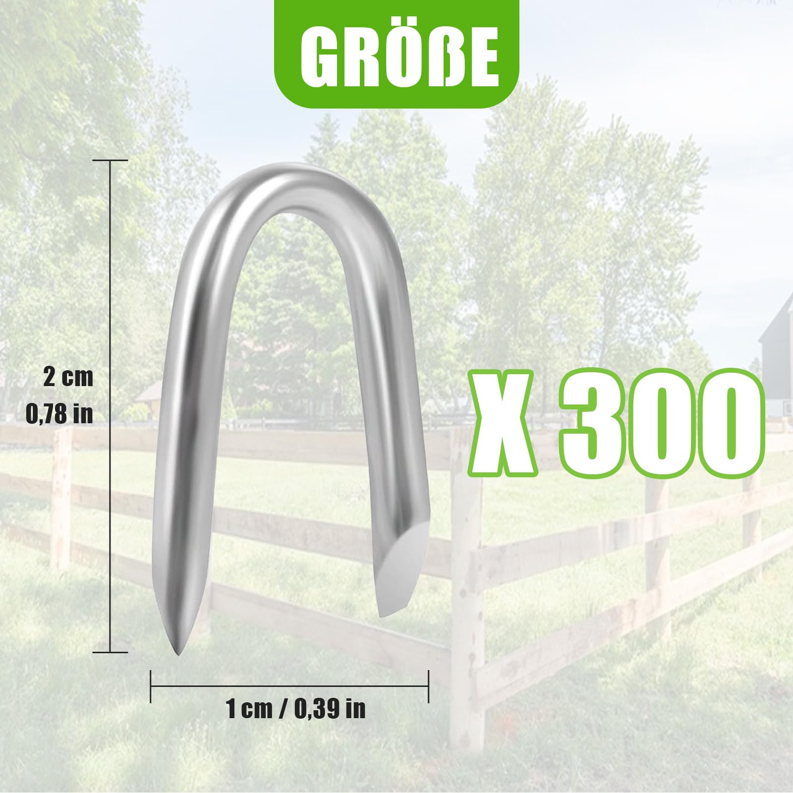 300 Pezzi Chiodi A U Zincati - Graffette Per Recinzioni, Reti E Legno, 20x18x10mm - Foto 3