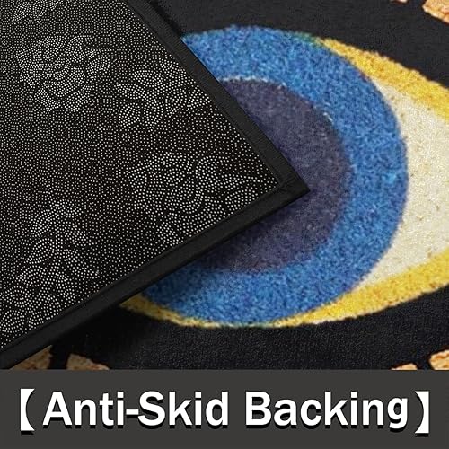 Miniatura 4 de cfpolar Tapete semicircular para el mal de ojo, tapete de baño absorbente, estilo retro, antideslizante, tapete de baño de medio círculo, tapete de