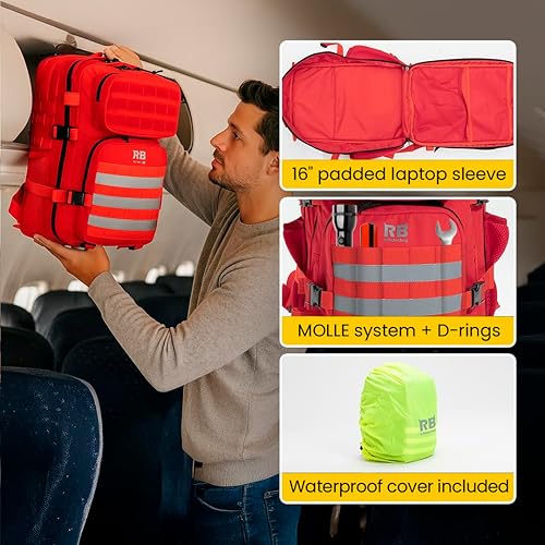 Miniatura 6 de Xtreme - Mochila táctica de 30 litros, mochila de viaje y gimnasio con funda para laptop de 16 pulgadas, soporte para palo, bolsillos dobles para