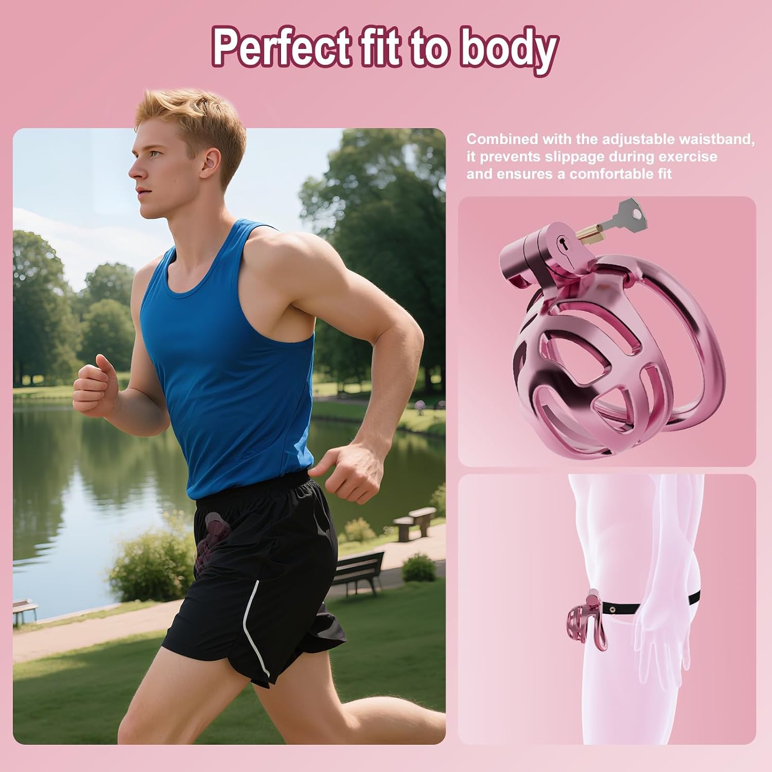 Male Chastity Cage, Lightweight Plastic Cock Cage with 4 Sizes Rings and Chastity Belts, Chastity Device with Invisible Lock and Key for Man Penis Erection Control & BDSM Bondage Gear, Adult Sex Toys