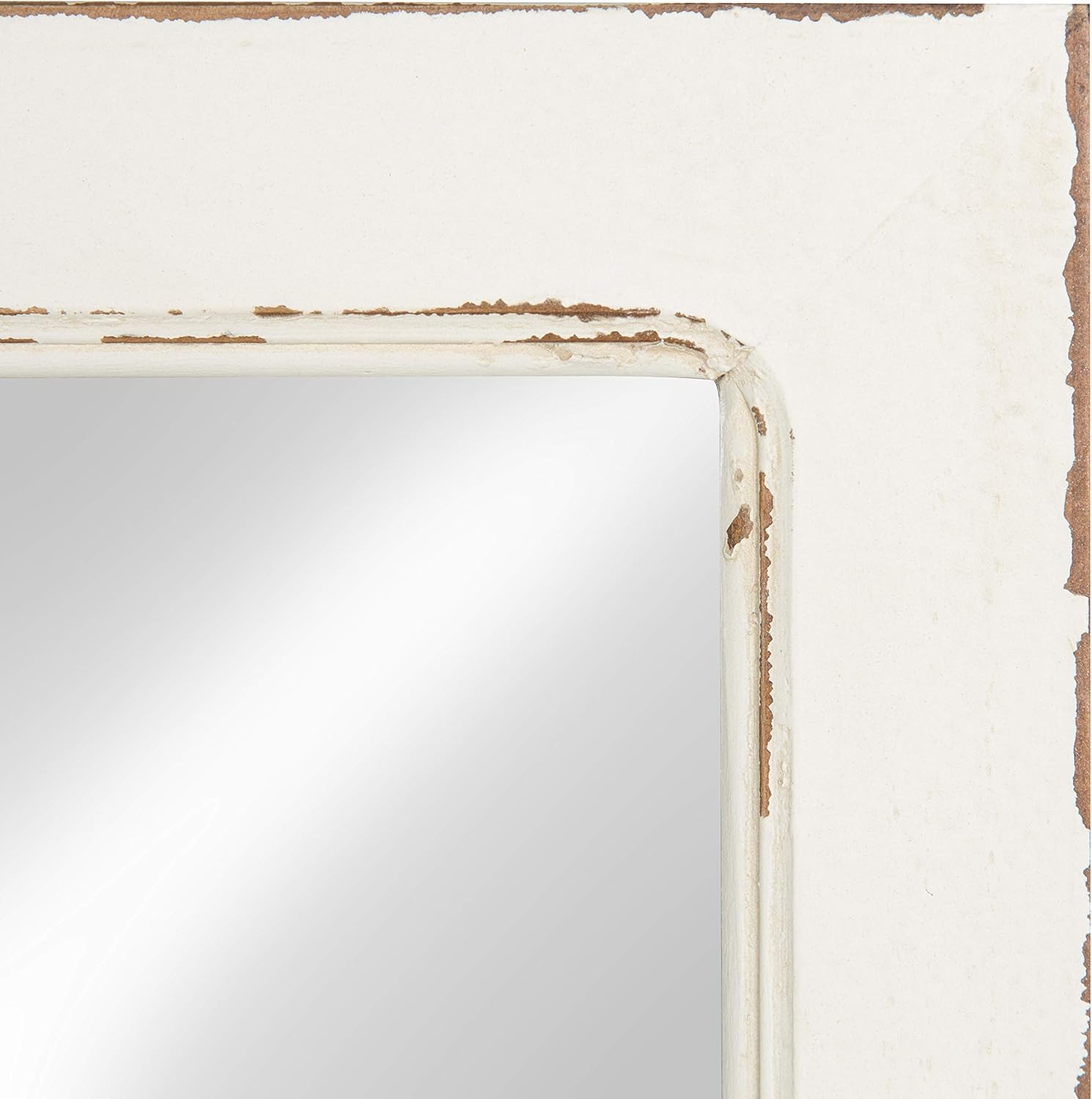 Kate and Laurel Jackson Distressed Wood Windowpane Mirror with Metal Shelf, White