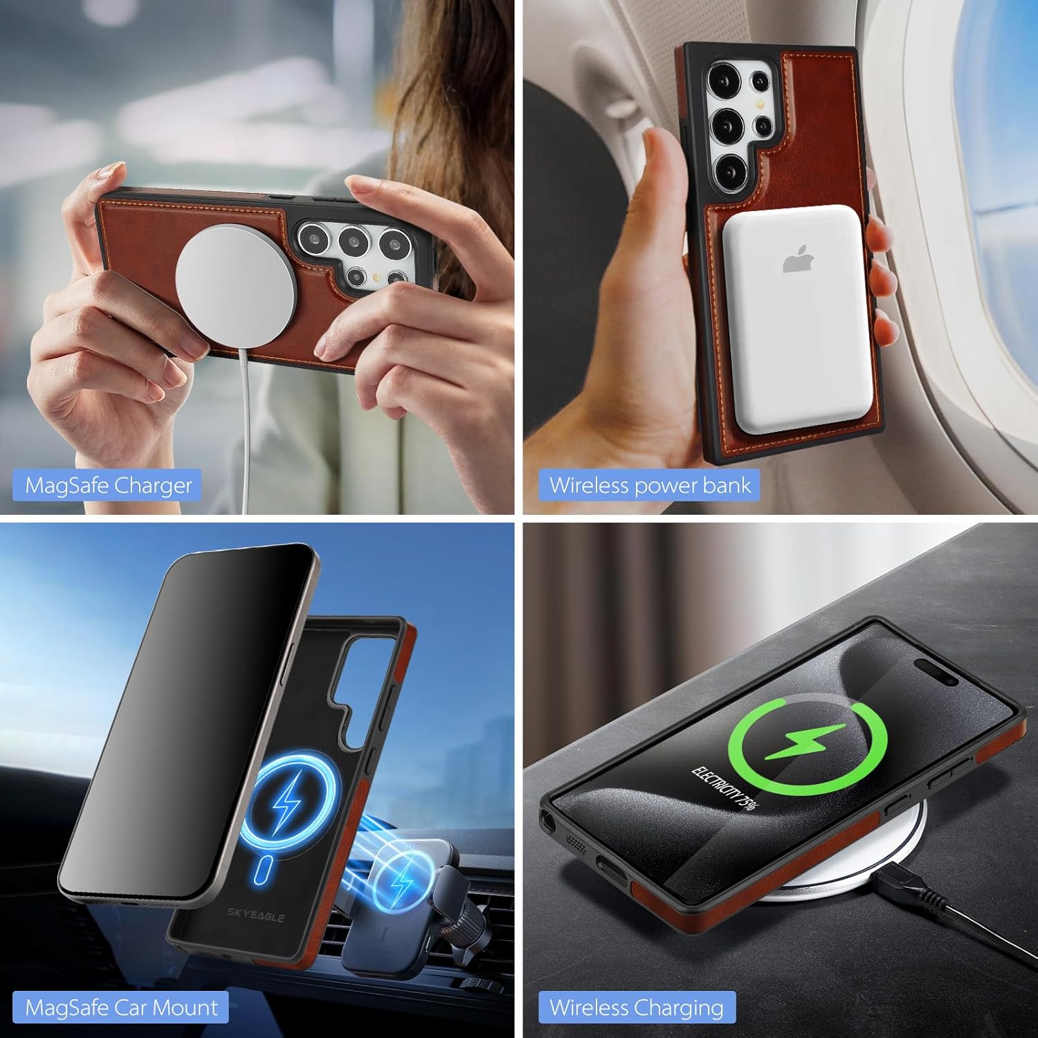 Compatible with Magsafe 2 in 1 Detachable Samsung Galaxy S25 Ultra Wallet Case with Card Holder,Women Men Magnetic PU Leather RFID Blocking Flip Kickstand Credit Slots,Brown - Image 2