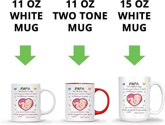 Gossby Personalized Dad To Be Gift for First Time Dad - Custom New Dad Gift Coffee Mug from Baby Bump - 1st Fathers Day Gift for Soon To Be Dad, Husband from Wife - Message from The Bump - Dear PAPA