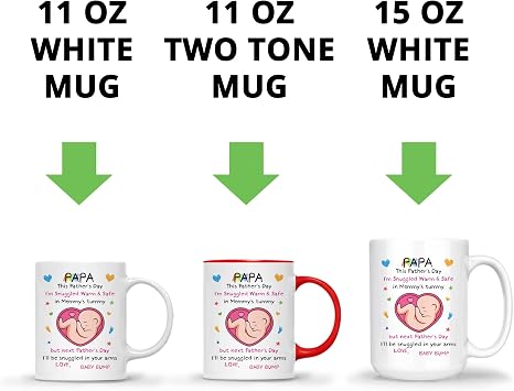 Gossby Personalized Dad To Be Gift for First Time Dad - Custom New Dad Gift Coffee Mug from Baby Bump - 1st Fathers Day Gift for Soon To Be Dad, Husband from Wife - Message from The Bump - Dear PAPA