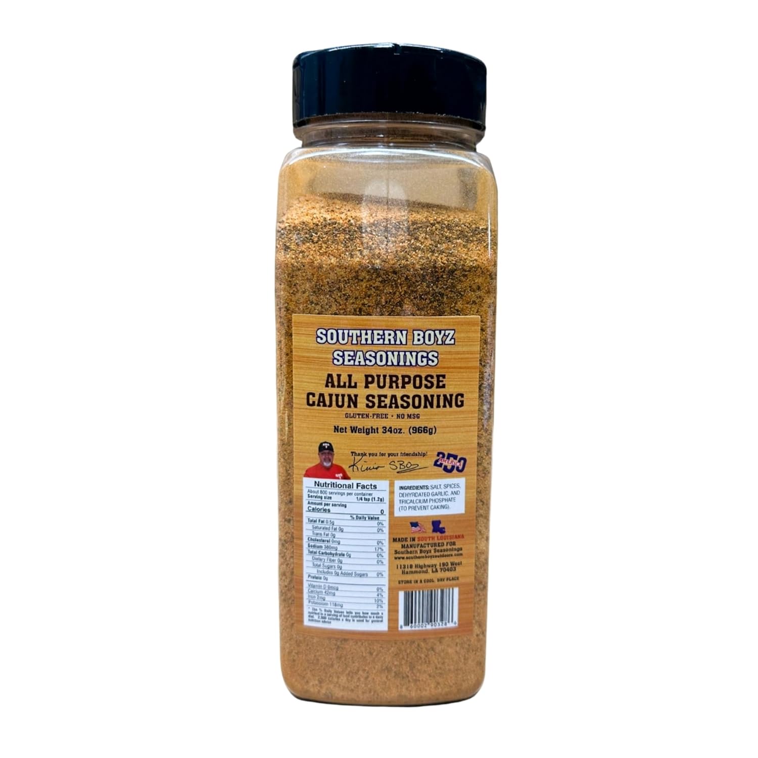 Southern Boyz Seasonings All-Purpose Cajun Seasoning, 34 oz Bulk Shaker – Gluten-Free, No MSG – Authentic Louisiana Spice Blend for Meats, Seafood, Vegetables & Cajun Cooking
