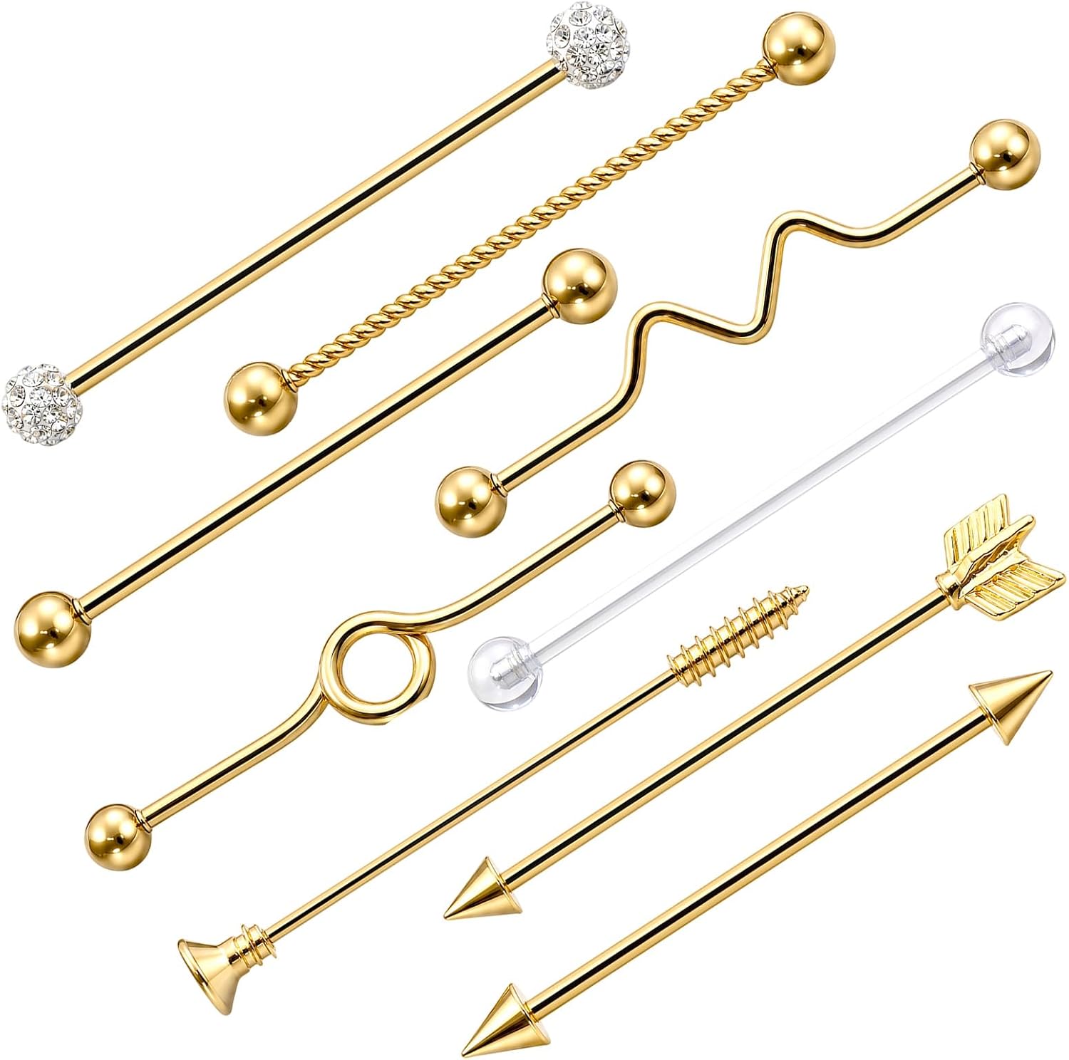 14g Industrial Barbell Piercing Jewelry Surgical Steel Cartilage Earrings