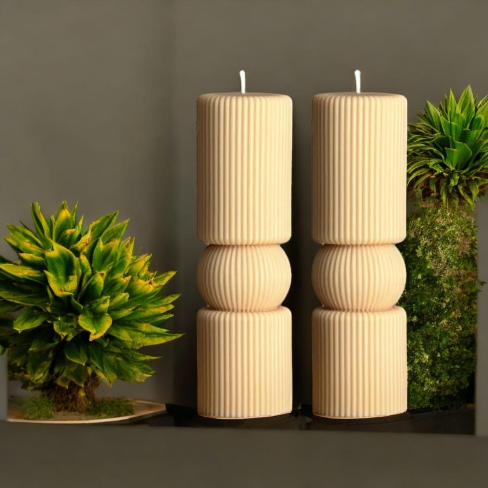 Melt & Mold Roman Pillar Candle - Pack of 2 | Pillar Aesthetic Candle | Sculptural Candle | Pastel Colours Candle | Wedding Decor | Wedding Candles | Wedding Favour - Lavender Scented (Pastel Yellow) (B0D494N23J) Amazon Price History, Amazon Price Tracker