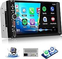Vista 9 de UNITOPSCI Estéreo de coche doble DIN de 7 pulgadas con pantalla táctil de audio para automóvil con audio Bluetooth, llamadas manos libres, cámara