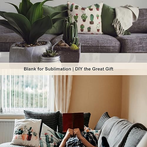 Miniatura 6 de Fundas de almohada de sublimación en blanco de 16 x 16 pulgadas, fundas de almohada beige a granel para vinilo de transferencia de calor, juego de 6