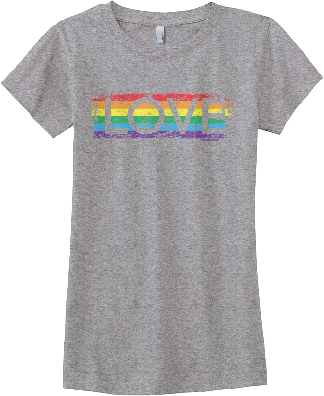 Threadrock Big Girls' Gay Pride Rainbow Love Fitted T-Shirt