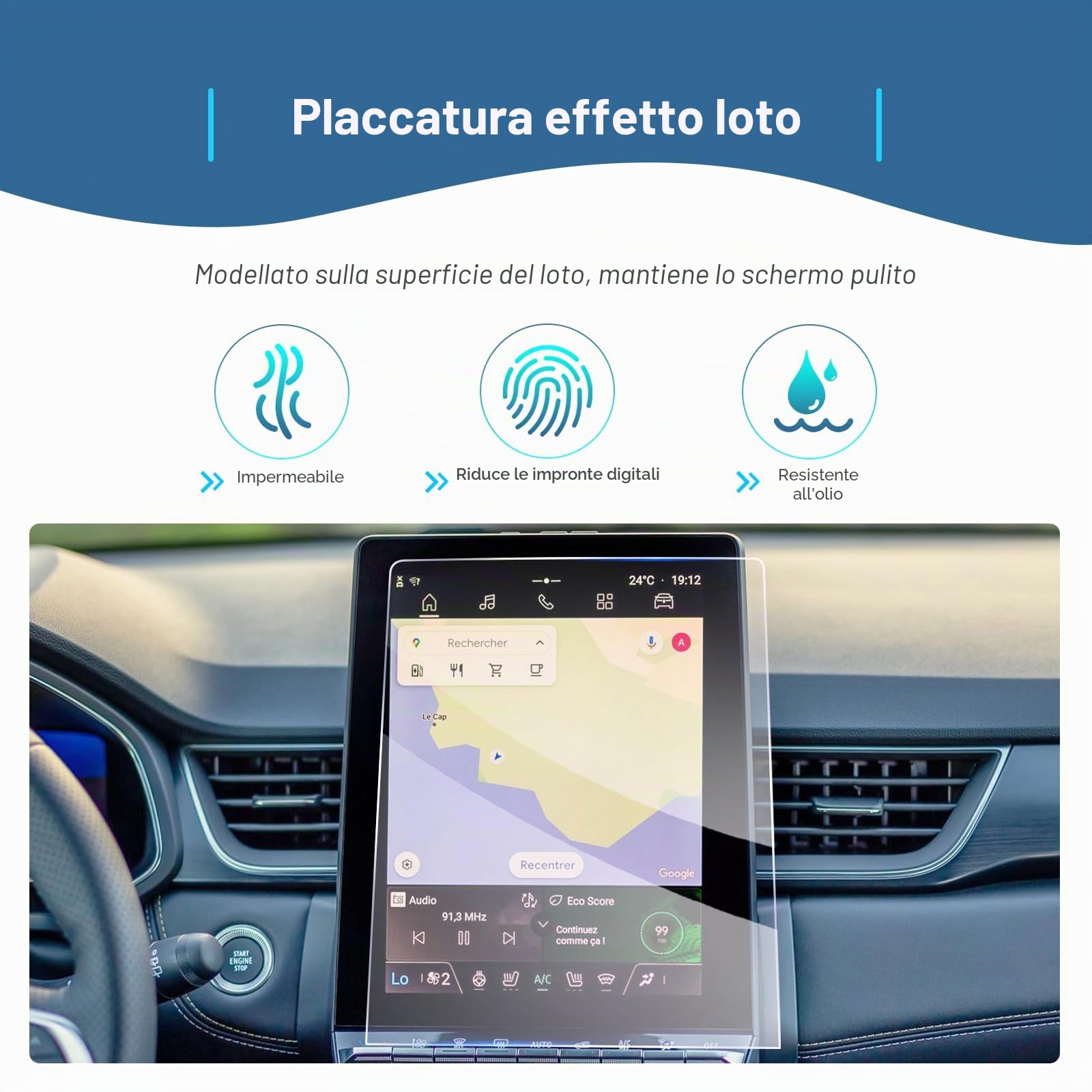 Pellicola Protettiva 10,4" Vetro Temperato 9H Antigraffio per Renault Captur 2 2025 2026 Symbioz 2025 2026 Openr Link