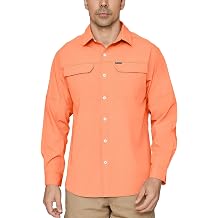 Mens Long Sleeve Sun Protection Shirts UPF 50+ Quick Dry Button Down Shirts Hiking Fishing Camping Travel Work