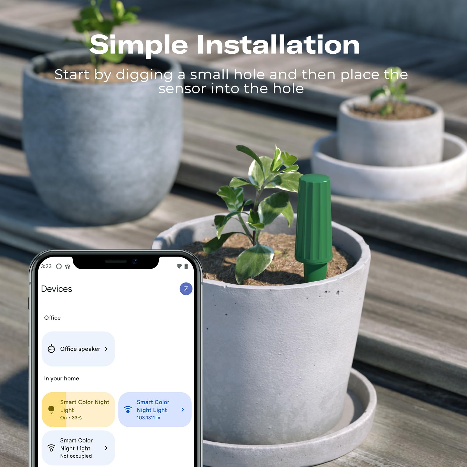 THIRDREALITY Smart Soil Moisture Sensor Gen2 3Pack, Zigbee hub Needed, Enhanced Signal Stability, Capacitive Moisture Monitoring, Garden Planting, Compatible with Hubitat, SmartThings, Home Assistant
