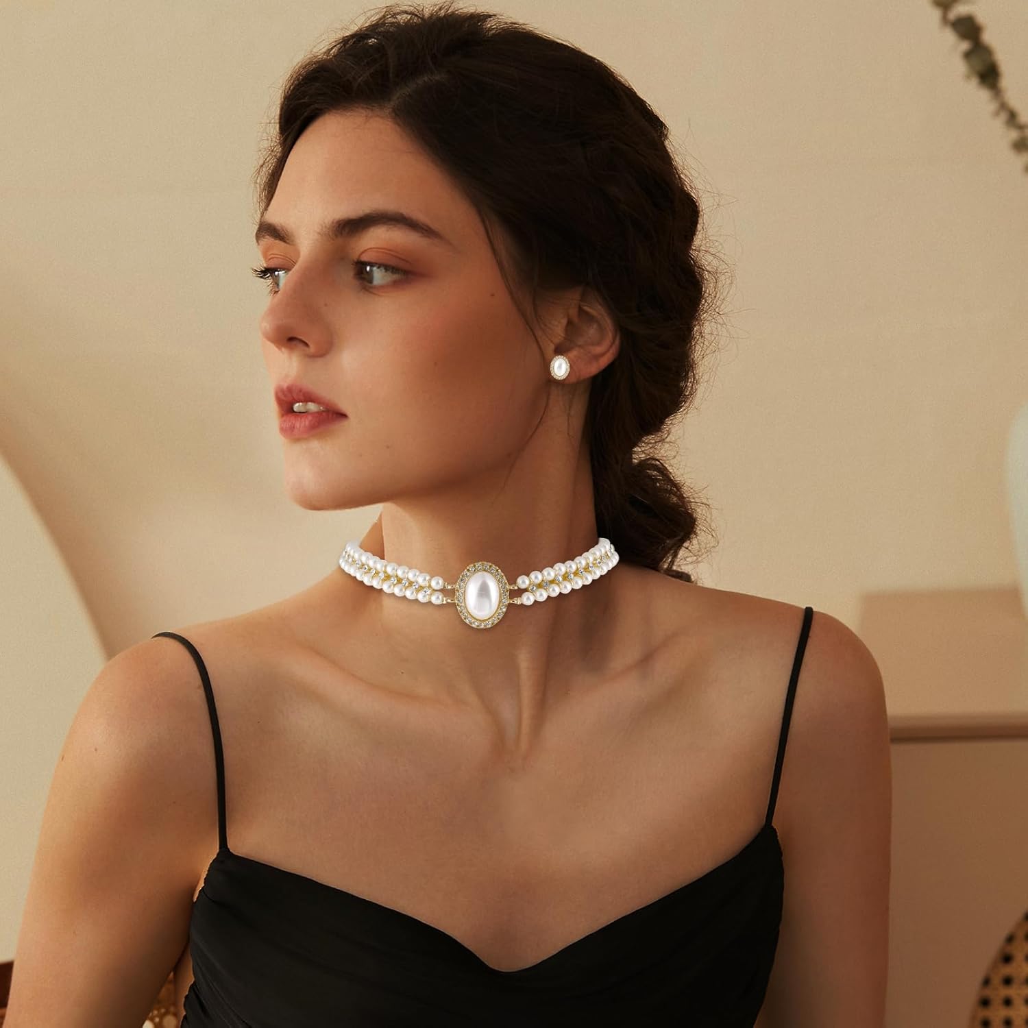 Pearl Jewelry Set for Women Faux Pearl Costume Jewelry Set with Necklace, Bracelets, Ring, Earrings for Wedding Bridal Birthday Tea Party - Image 5