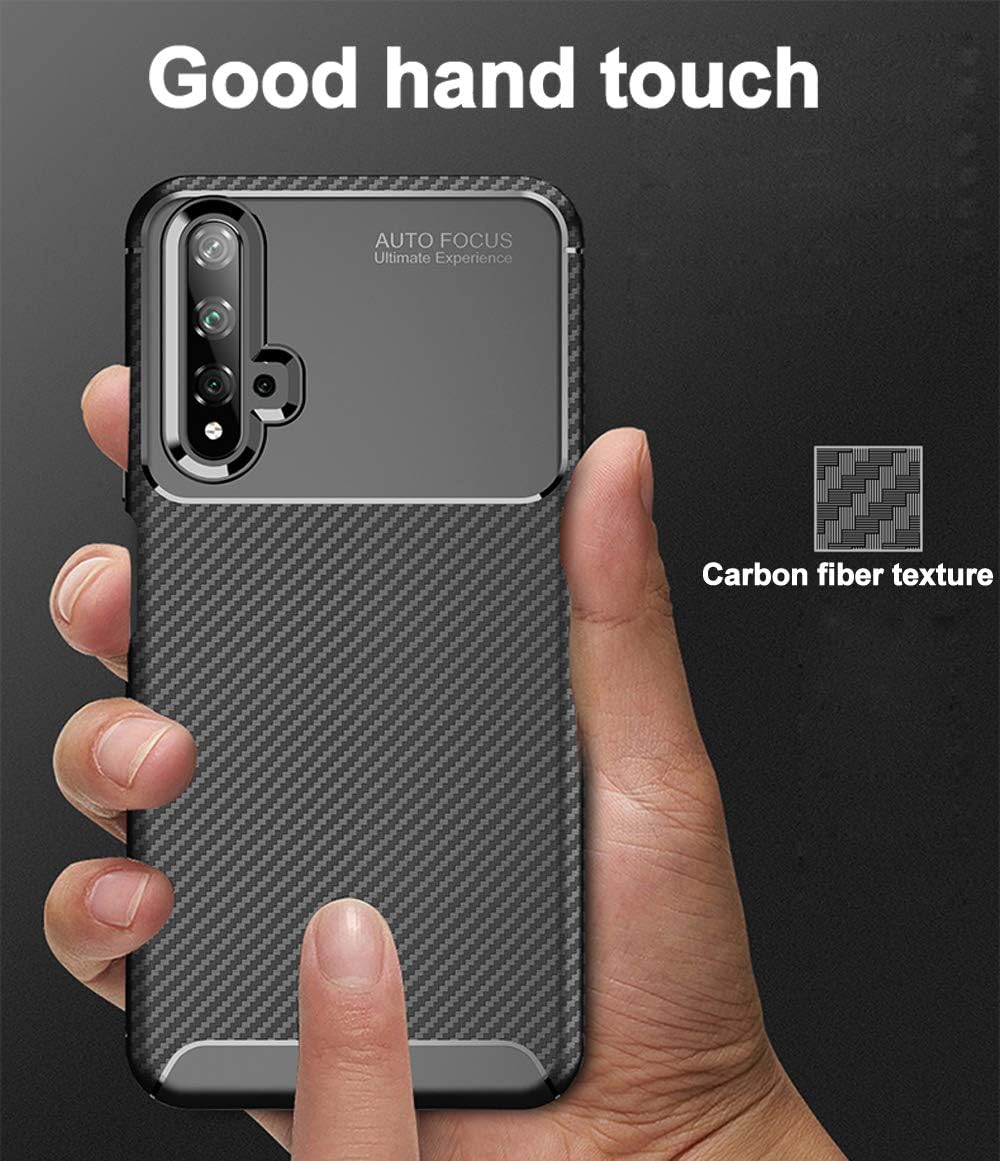 Coque Huawei Nova 5T Fibre Carbone Slim Silicone Anti choc TPU+Verre Trempé Huawei Nova 5T coque magnétique huawei nova 5t
