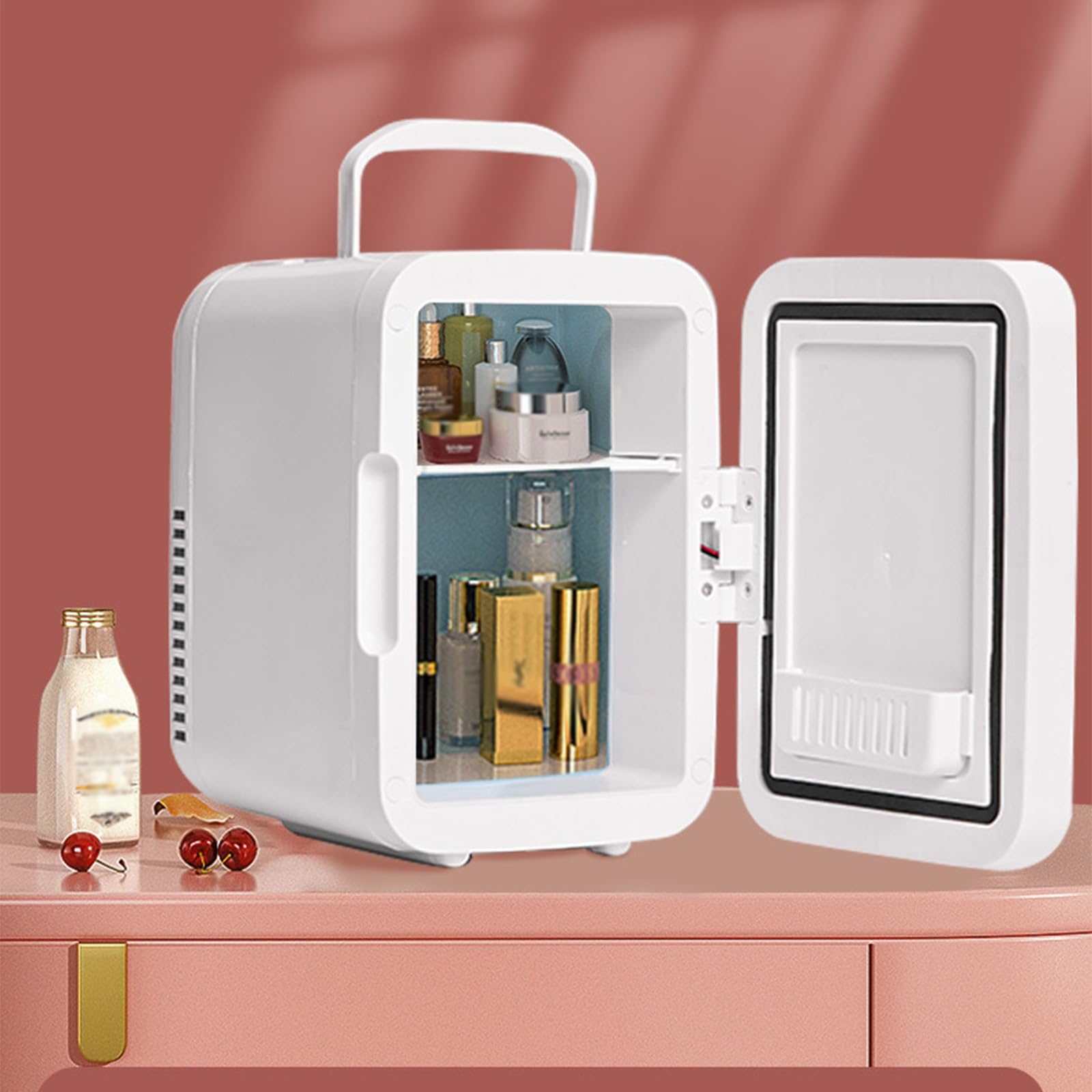 Frigorifero Compatto, Piccolo Frigorifero per Il Trucco, Mini Frigorifero Singolo Perfetto per Il Soggiorno in Dormitorio, Appartamento, Ufficio, Camera da Letto(Size:4L)