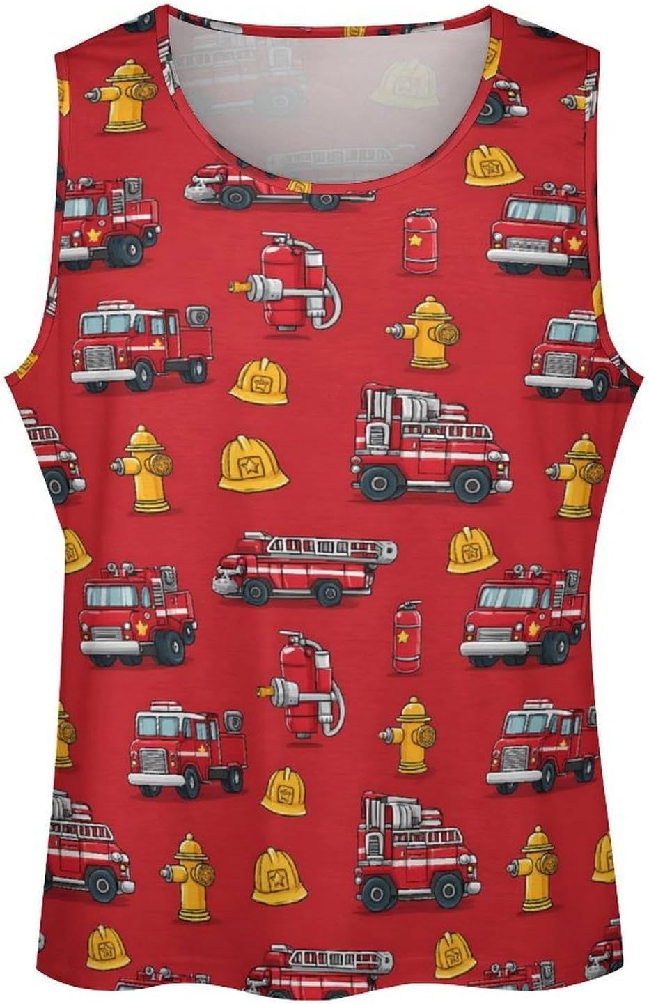 Fire Rescue Car Truck Men's Tank Tops Sleeveless Muscle T-Shirt | Print,Muscle Shirt,for Athletic Running Gym,Workout Shirts,Tee Shirts