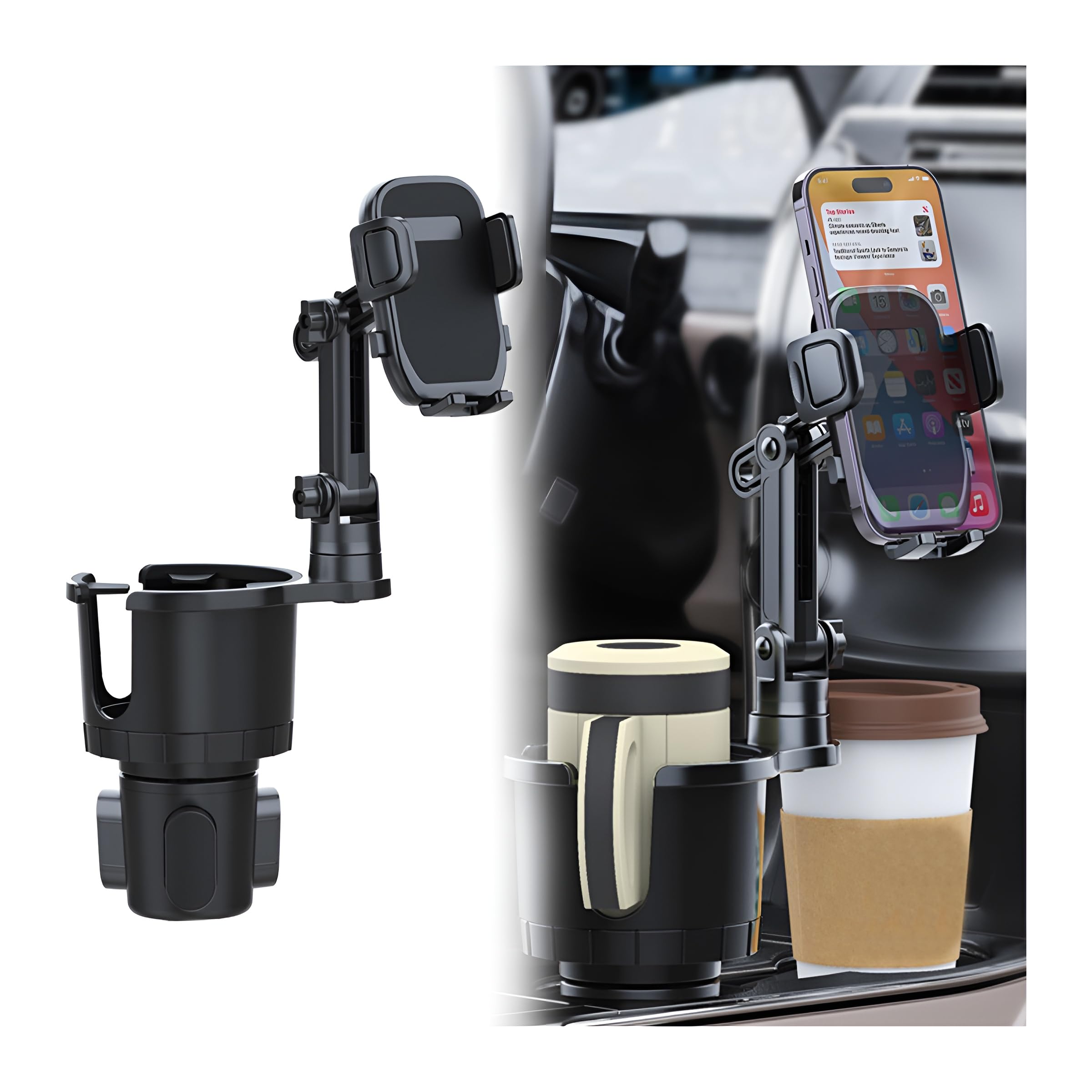 Support de téléphone portable étendu avec base gobelet ajustable 360° - 7