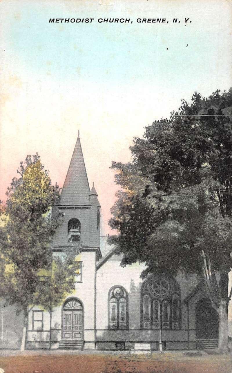 Greene New York Methodist Church Street View Antique