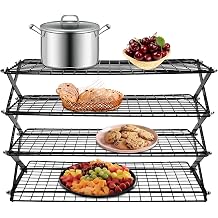 4-Tier Collapsible Picnic Rack, Multi-Functional Portable Cooling Rack, Tabletop Roasting Cooking Drying Wire Cooling Rack for Outdoor Picnics, Barbecues, Family Gatherings