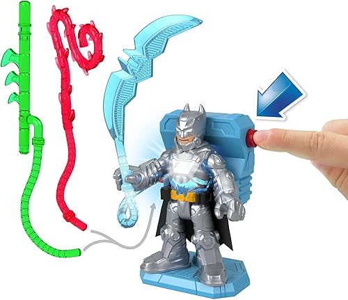 Miniatura 4 de Fisher-Price - Juego de figuras Imaginext DC Super Amigos de Batman, juguetes preescolares, 9 piezas, mochila con luces, para mayores de 3 años