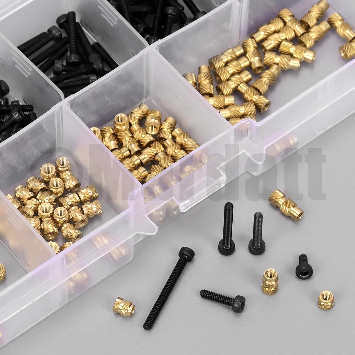 230Pcs M2 Brass Threaded Inserts with Hex Socket Head Cap Screws Kit, Brass Heat Set Insert Metric Knurled Nuts & Machine Screws for Plastic 3D Printing Components
