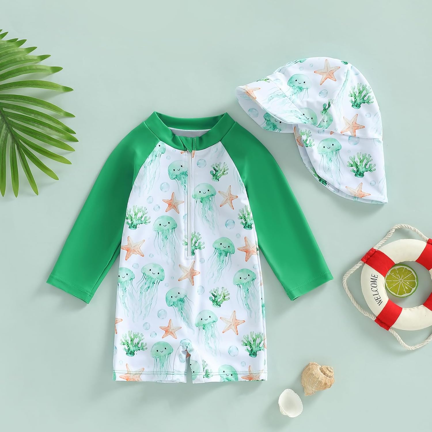 Infant Baby Girl Swimsuit Toddler Girl Rash Guard Baby One Piece Zipper Swimwear Sunsuit Bathing Suit Beachwear - Image 3