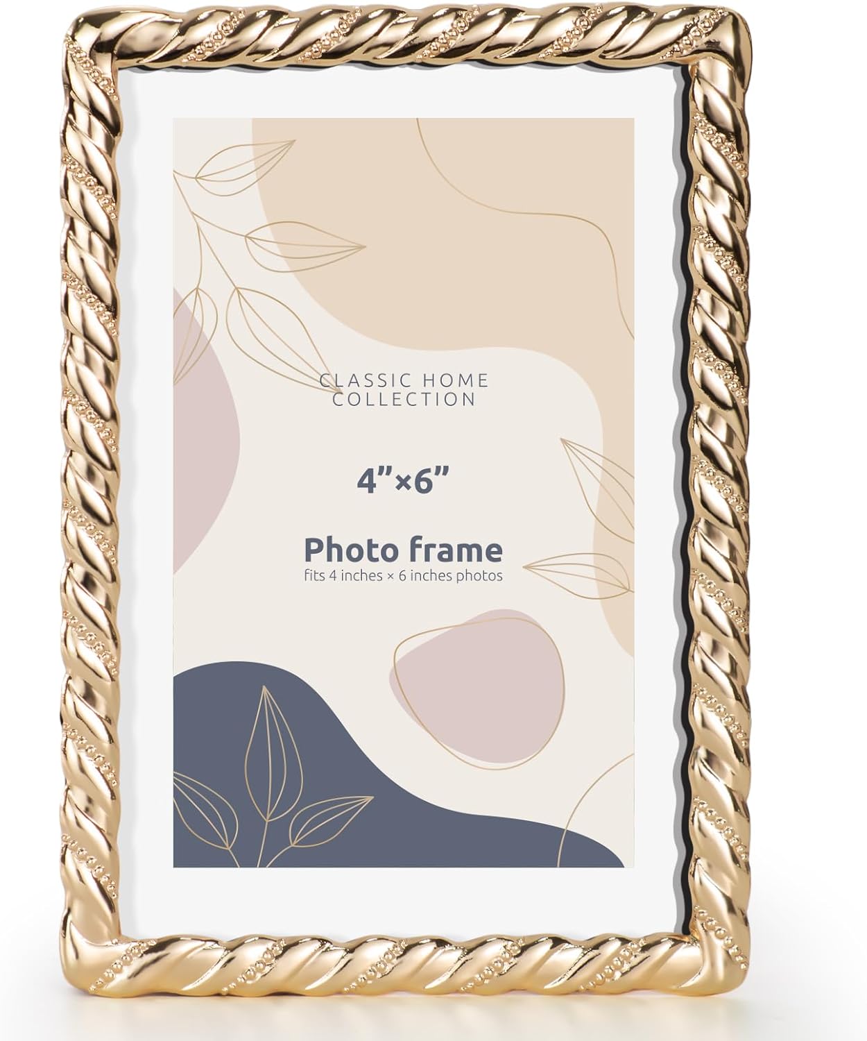 5x7 inch Picture Frame Design Vintage Style Metal Photo Frame with High Definition Glass Antique Display Holder for Tabletop (5x7-Silver-Spiral Rope)