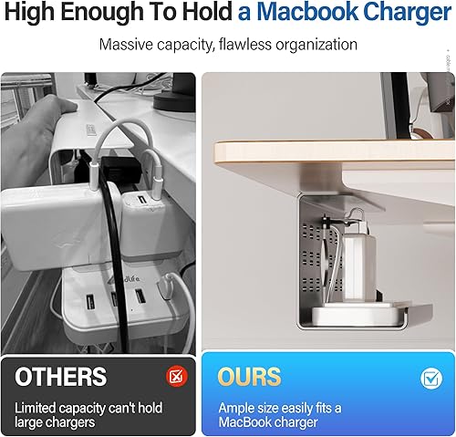 Miniatura 2 de Cinati - Paquete de 2 organizadores de cables para debajo del escritorio, bandeja grande de 32 pulgadas, organizador de cables de acero aleado,