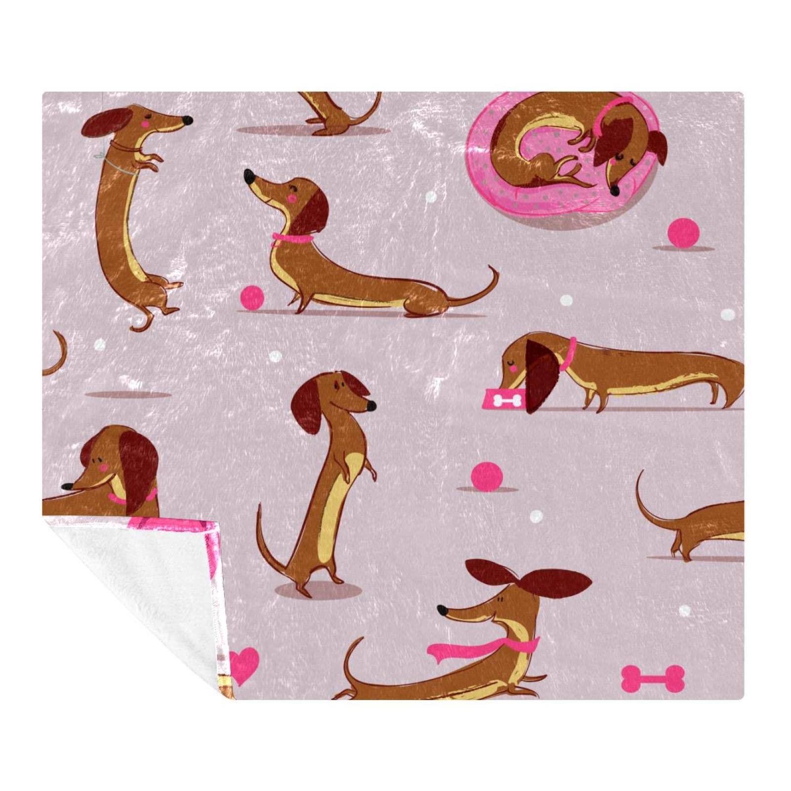 Couverture en peluche chien saucisse douce en microfibre pour la sieste