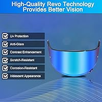 Vista 3 de Visera de casco de viento de motocicleta, resistente a los arañazos, resistente al viento, lente protectora de PC de cara completa para CNS-3, Azul