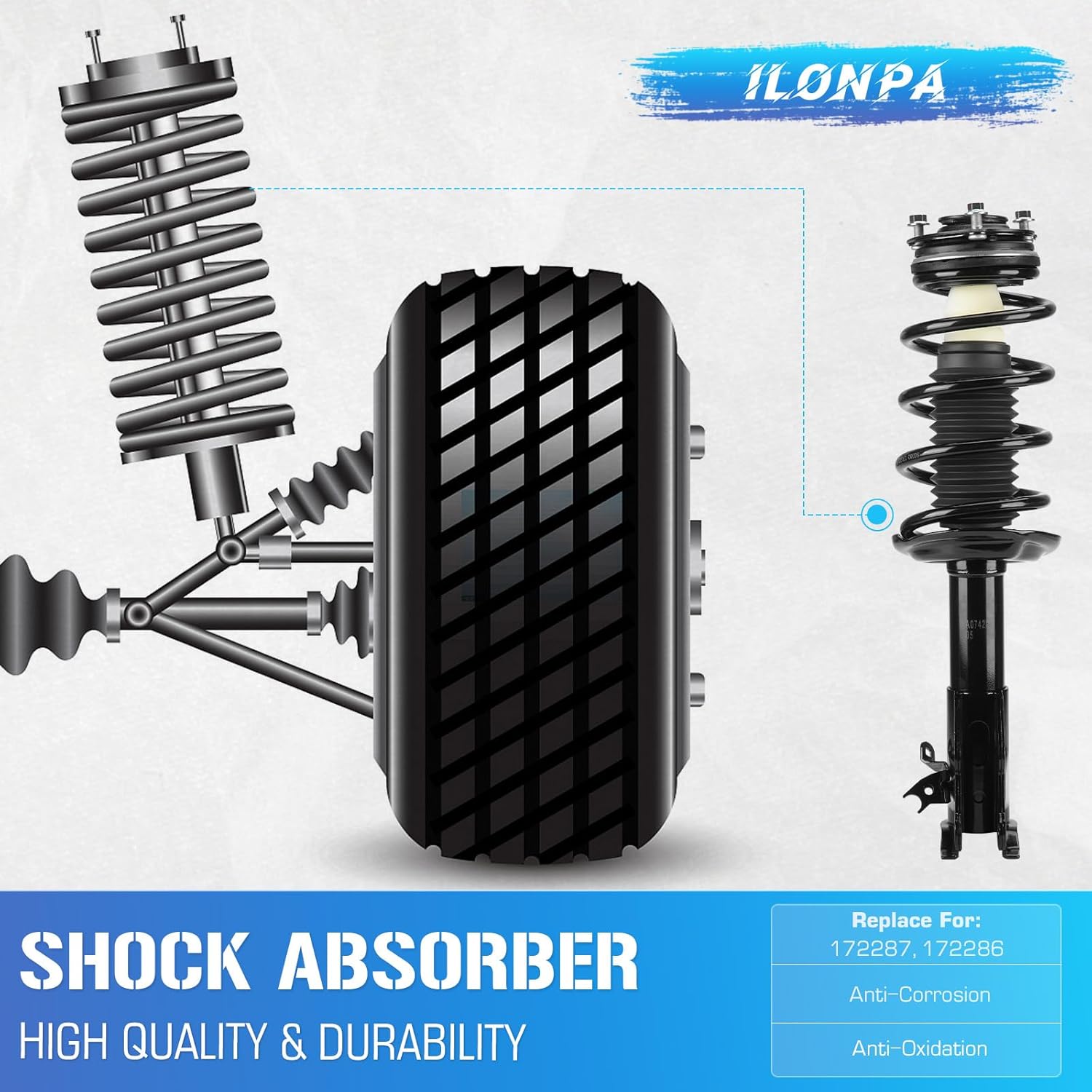 172287 172286 Front Struts Shocks for 06-11 Honda Civic ONLY Sedan 1.8L / Acura CSX ONLY Sedan 2.0L 2006 2007 2008 2009 2010 2011, w/Coil Springs Strut Shock Absorbers Assembly Suspension Kit