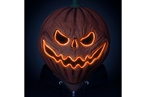 LED Light Pumpkin Mask, Scary Pumpkin Mask for Adult, Punkin Head Mask...