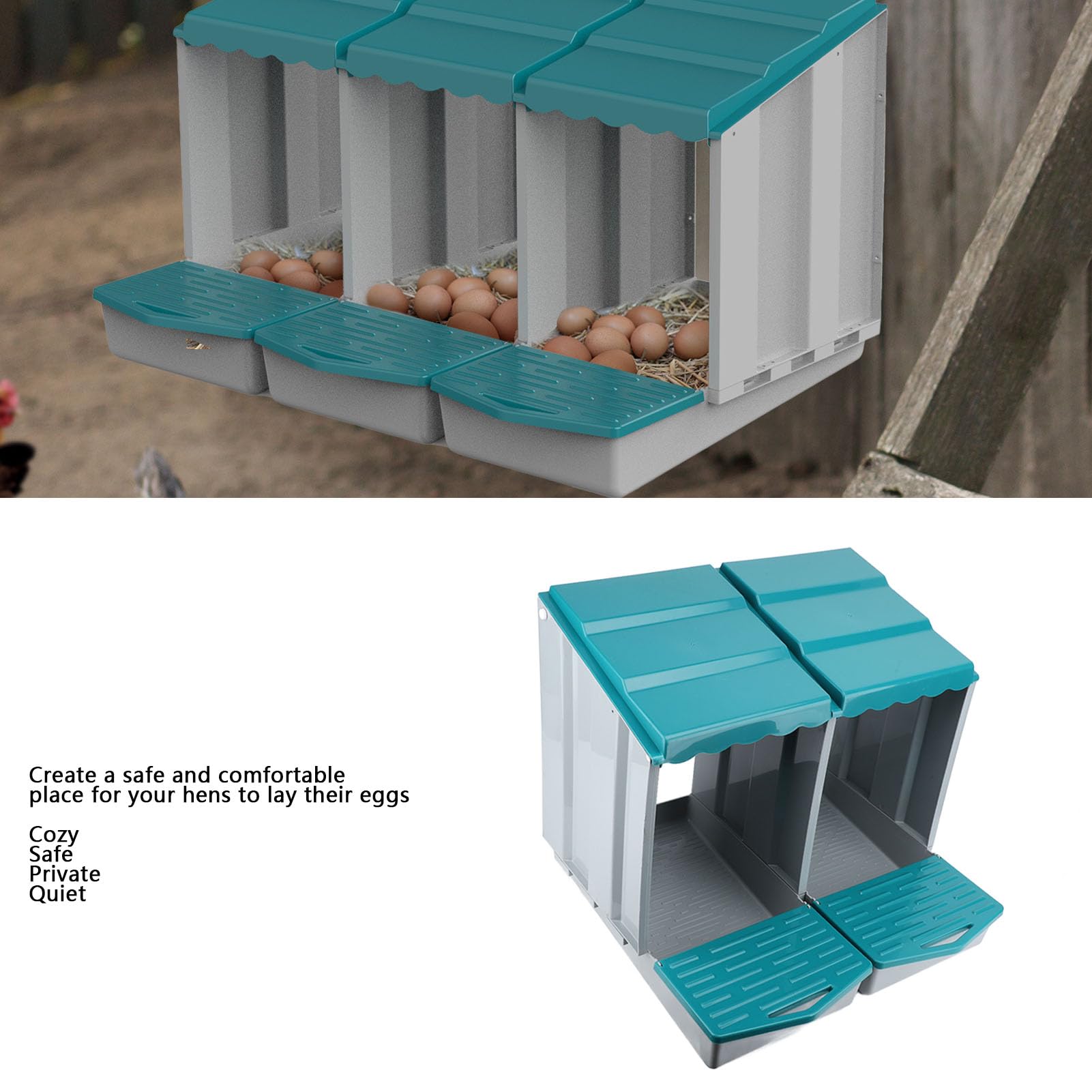 Caja Nido para Pollos, Material PP Resistente a la Intemperie, Cajas Nido para Pollos de Fácil Montaje, Caja Modular para Gallinero con Diseño Extraíble para Gallinas, Patos, Aves de Corral