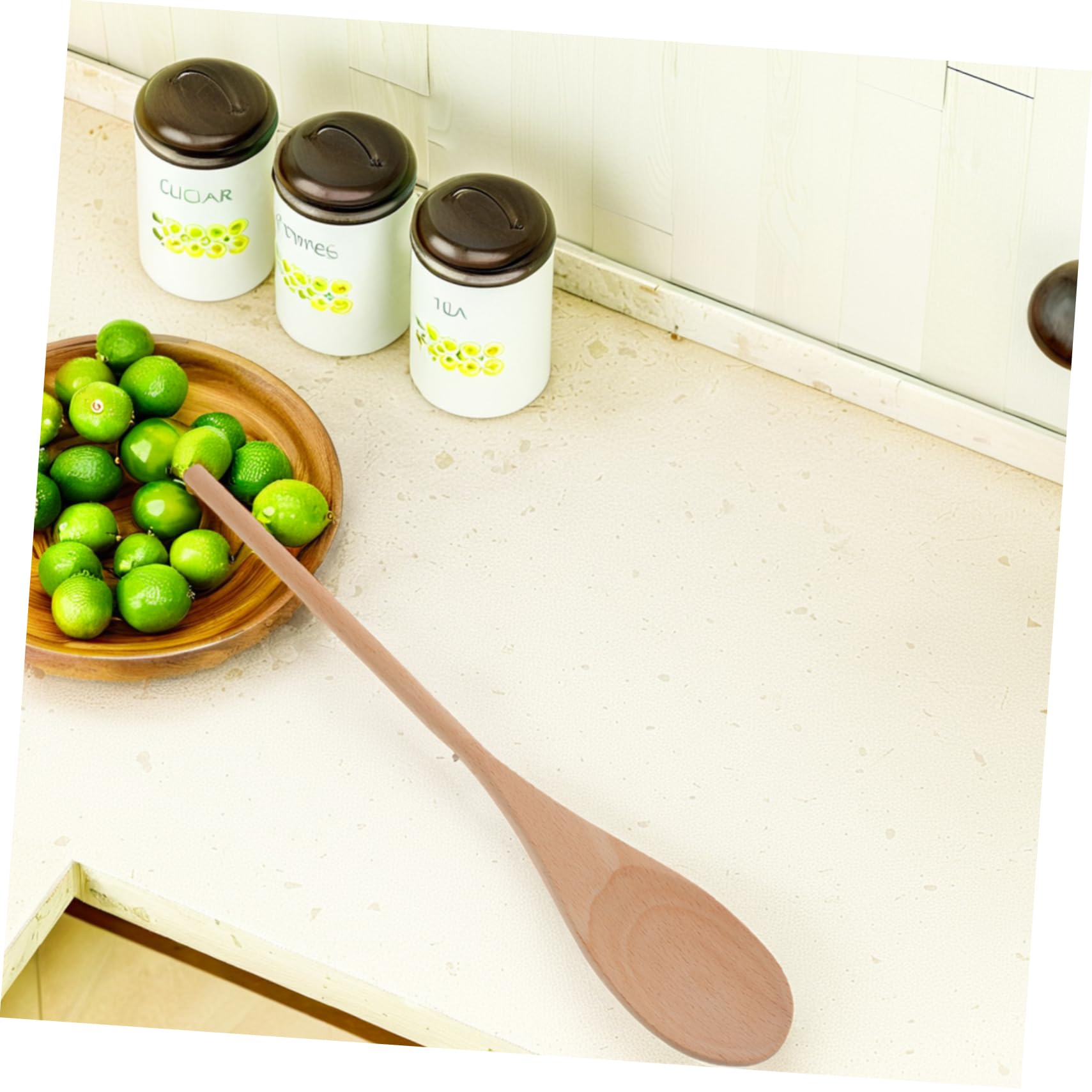 Cuchara de Madera de Mango Largo 24 Piezas, Utensilio de Cocina | Acabado sin Pintar, Diseño Ovalado, para Mezclar y Servir, Uso en Cocina y Manualidades, Color Beige