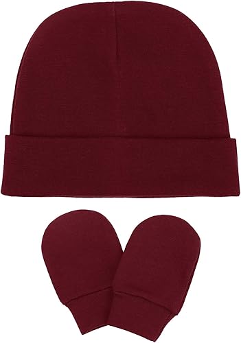 Miniatura 7 de BQUBO Baby Hats and Mittens Infant Cotton Beanie Gloves No Scratch Set Newborn Hospital Hat for Boys Girls