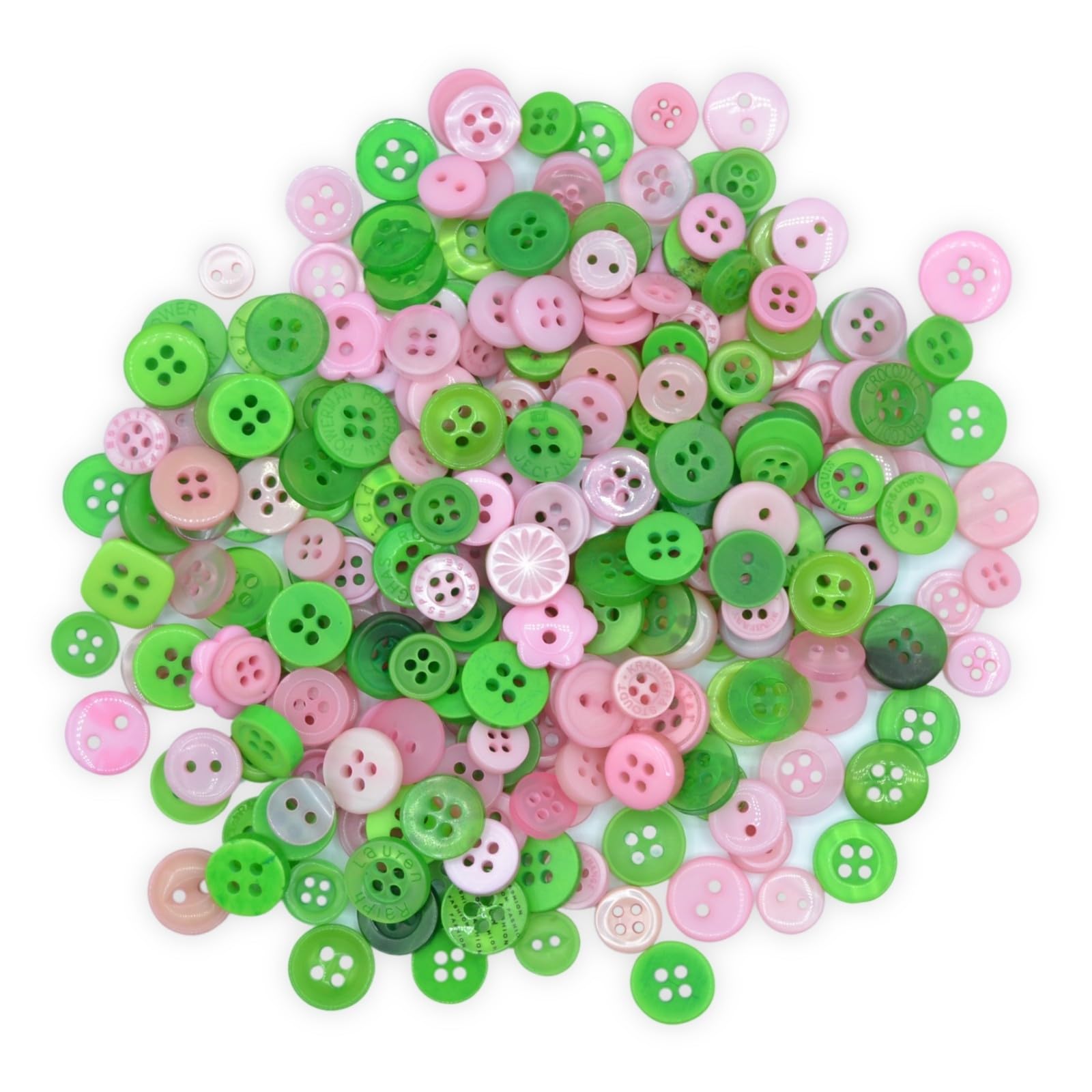 celloexpress Pink & Green Tiny Buttons - Mixed Colours Small Sizes Mini Crafts Sewing Card Embellishments (Pack of 250g) — image 1