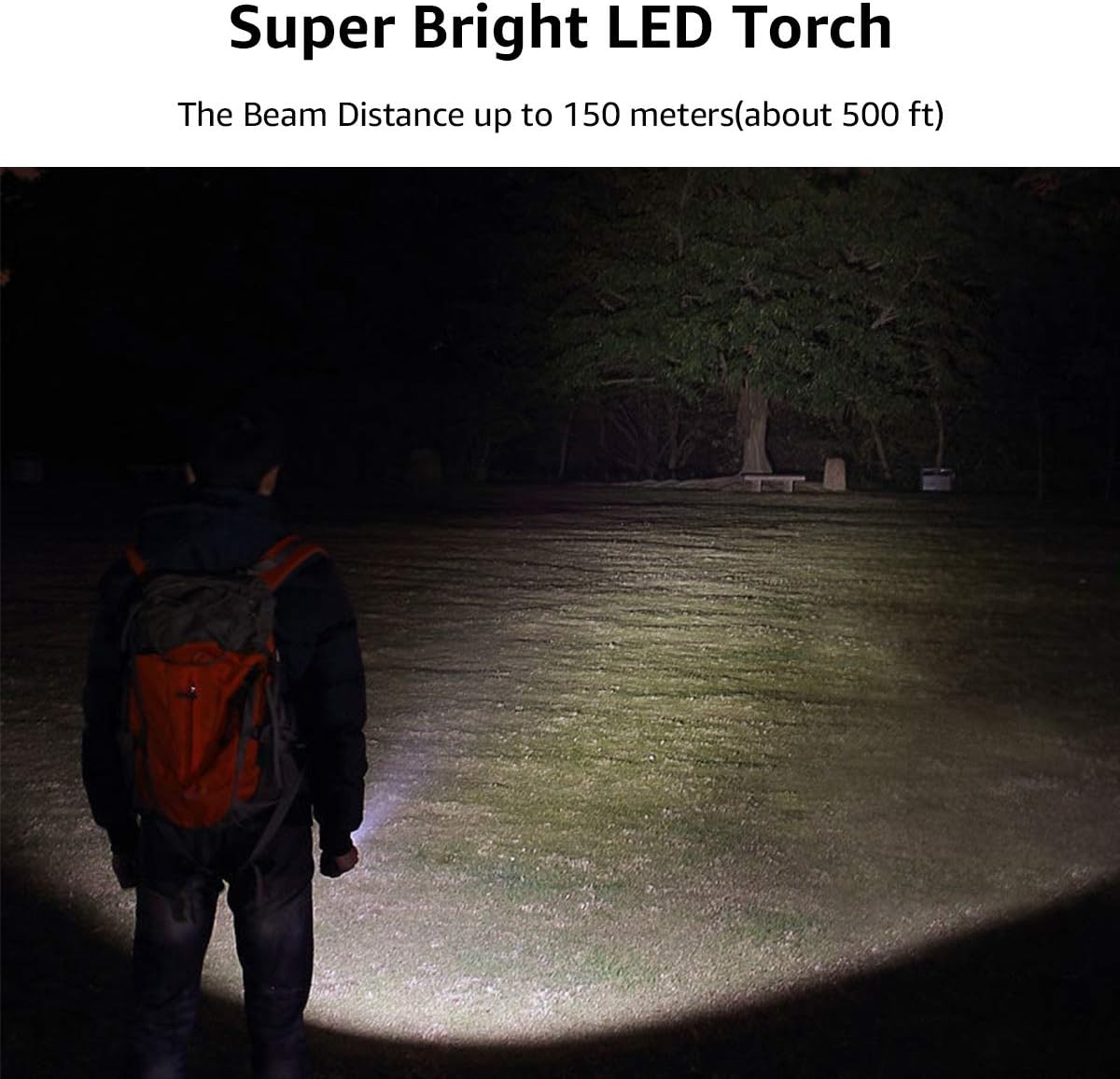 LE Portable Handheld LED Flashlight with Adjustable Focus and 5 Light Modes, Outdoor Water Resistant Torch, Tactical Flashlight for Camping, Hiking, Emergency